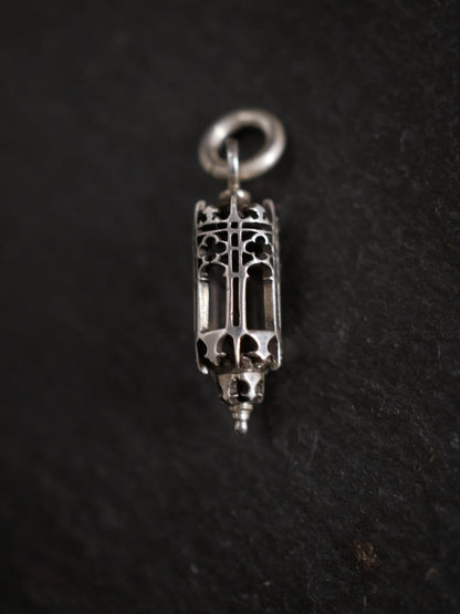 Gothica 1880 Sterling Silver Lantern Charm, sterling silver pendant with Gothic architecture influence by Aurum Deorum