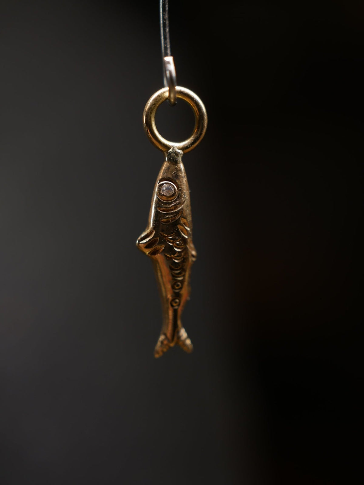 Minnow 14k Gold Moissanite Fish Charm - Daruda Trading Co.