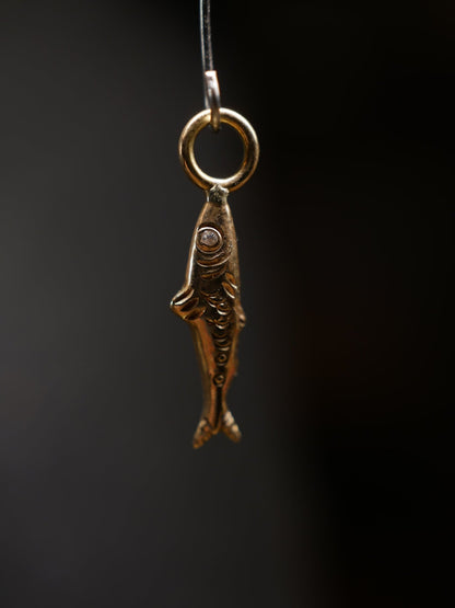 Minnow 14k Gold Moissanite Fish Charm - Daruda Trading Co.