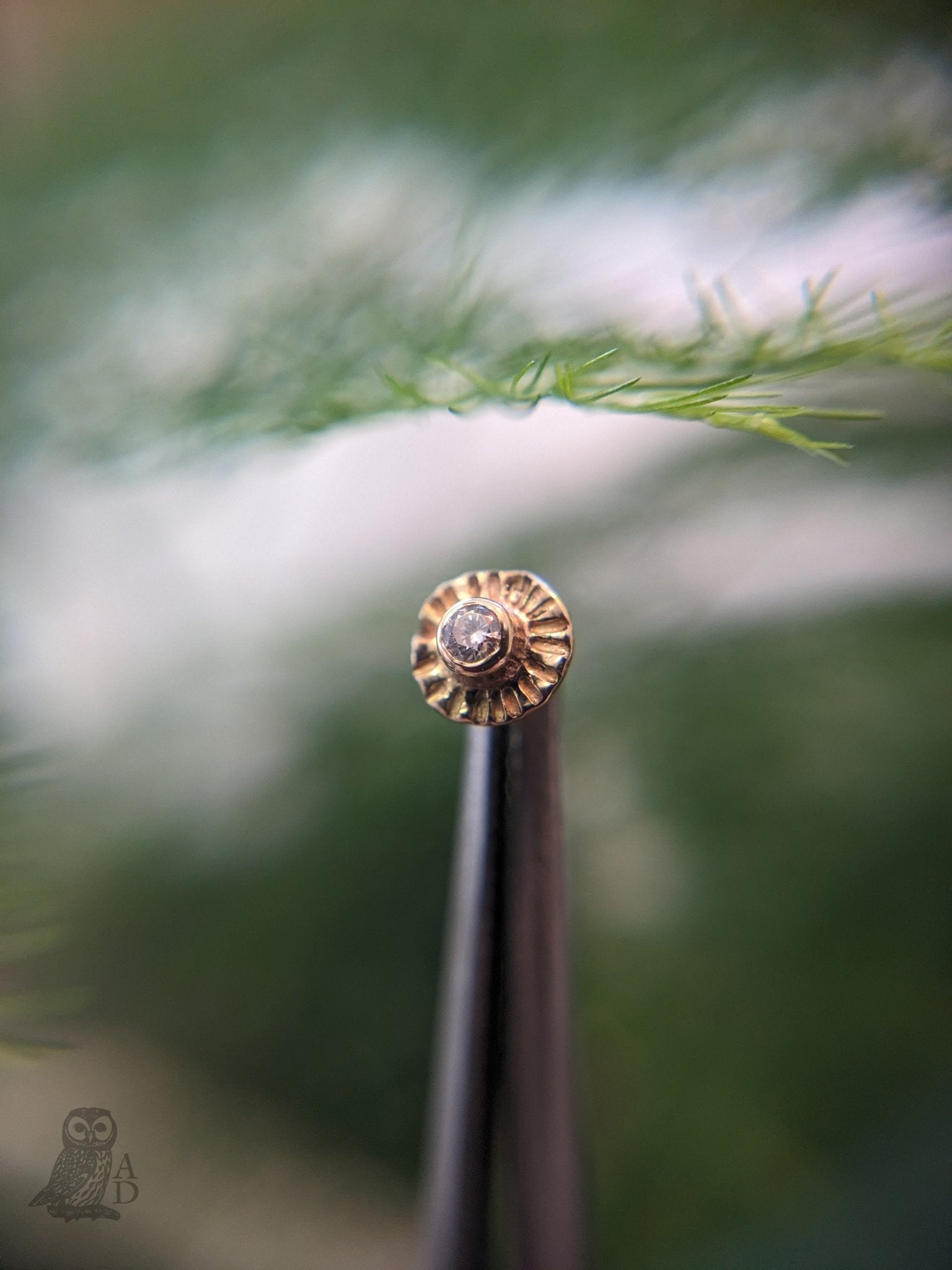 Moissanite diamond end 1.5 radiant - Aurum Deorum - piercing jewellery