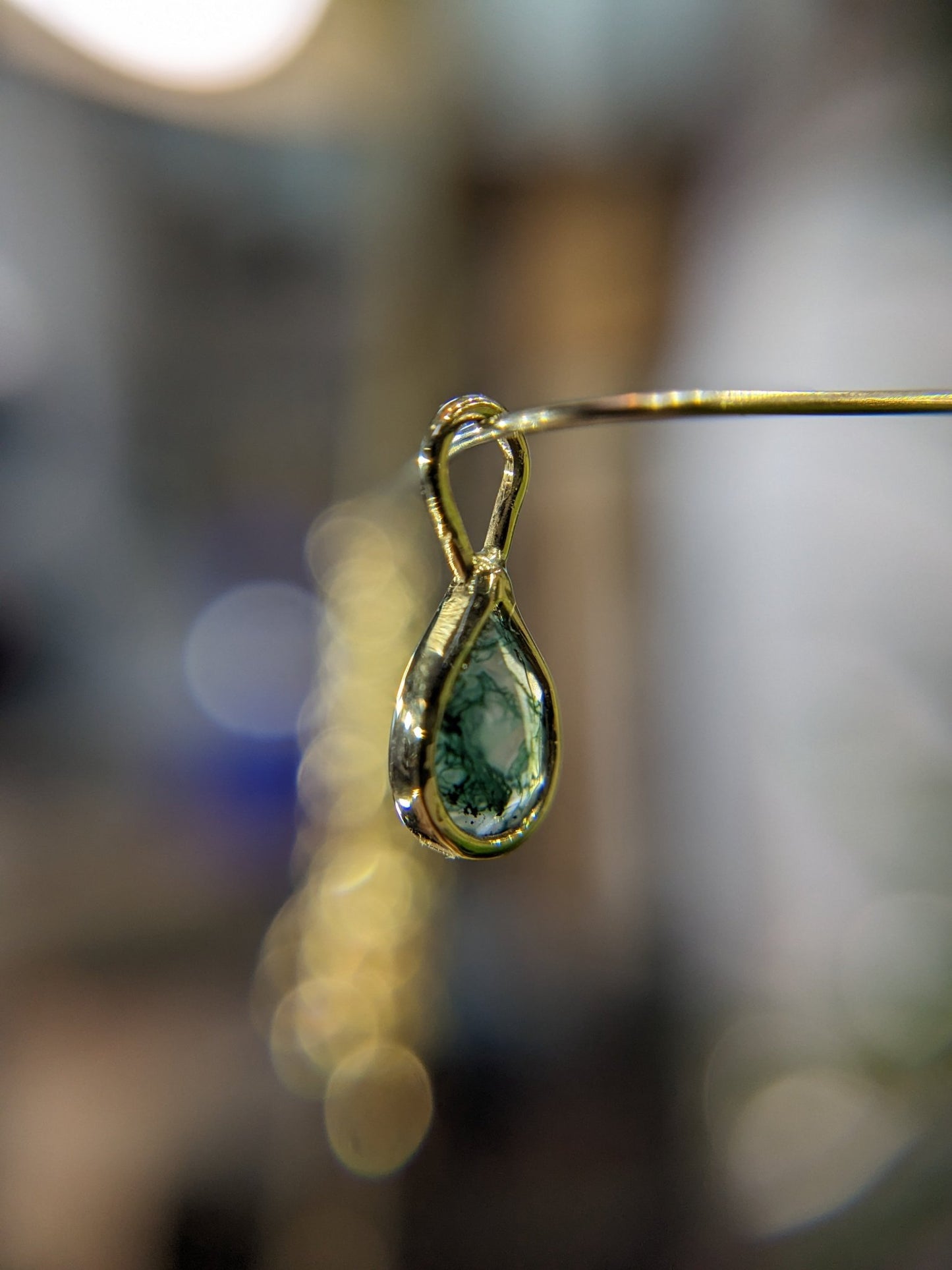 Moss Agate Charm - Aurum Deorum - piercing jewellery