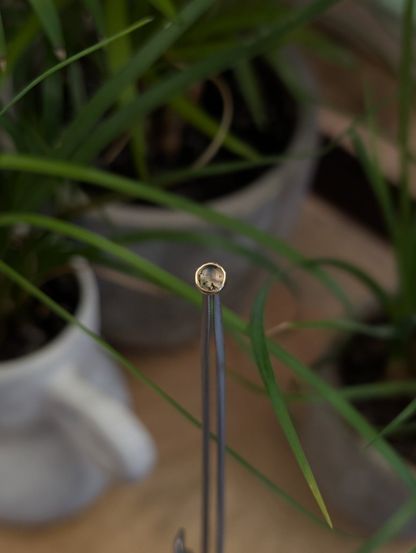 Moss Agate No.5 Threadless End - Aurum Deorum - piercing jewellery