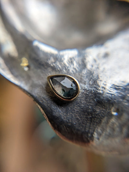 Moss Agate Purus 14k yellow gold threadless end with natural moss agate
