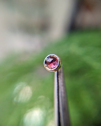 Rose cut padparadscha sapphire end - Aurum Deorum - piercing jewellery