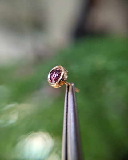 Rose cut padparadscha sapphire end - Aurum Deorum - piercing jewellery