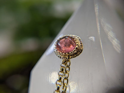 Turmali Ornatia no.2, solid 14k gold tourmaline threadless piercing end by Aurum Deorum